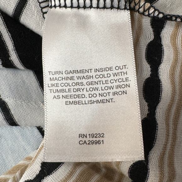 Alfred Dunner Small Top Geometric Stretch 3/4 Sleeve Round Neck Semi-Sheer Multi - Picture 7 of 7